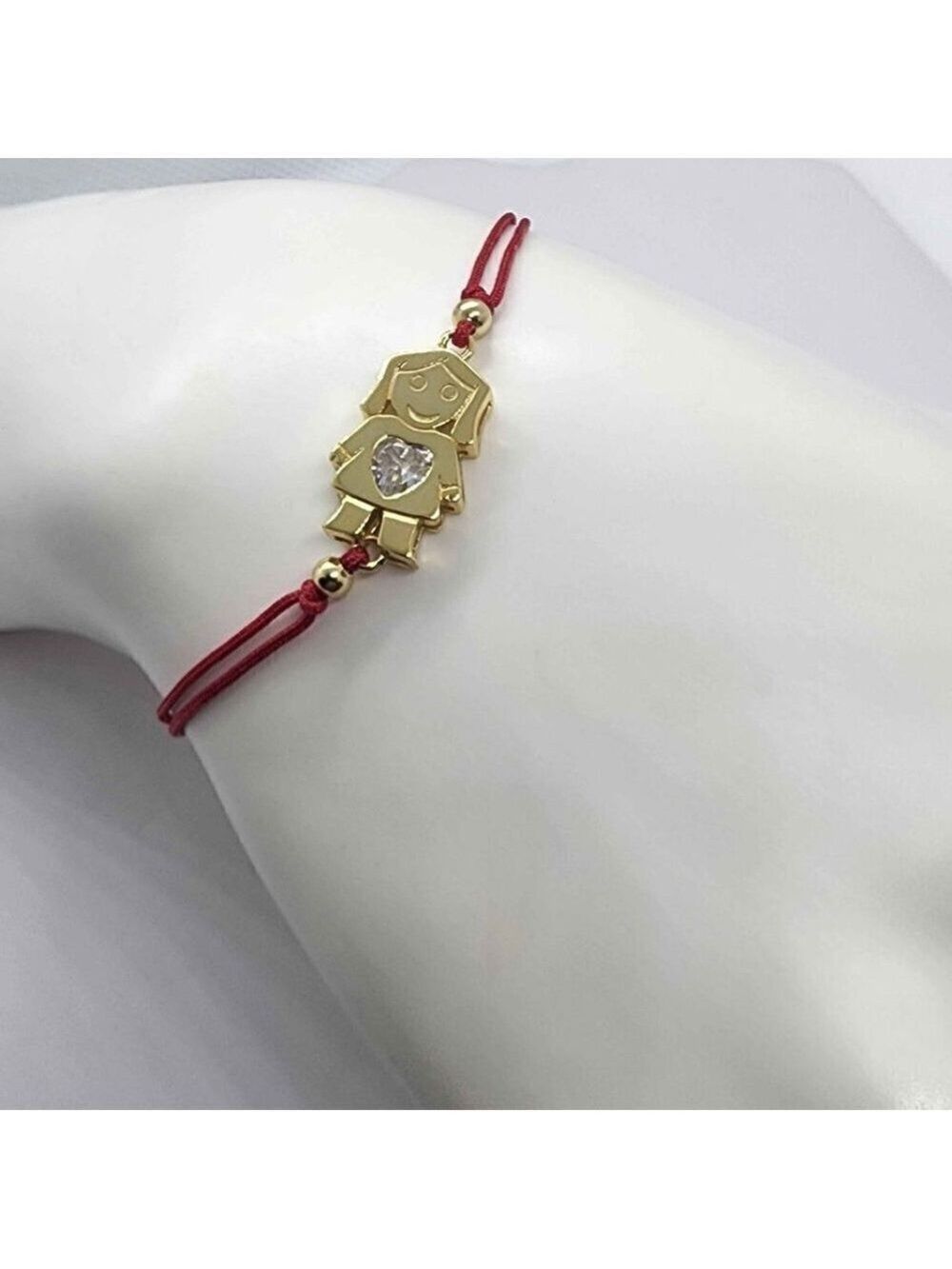 Sterling Silver 925 Girl Design with Red String Bracelet